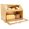 HOMEKOKO Double Layer Large Bread Box for Kitchen Counter, Wooden