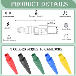 Kingdder 5 Pcs Female Camlock Power Connectors 400AMP 600V Camlock Set Series 16 Inline Cam Style Plug