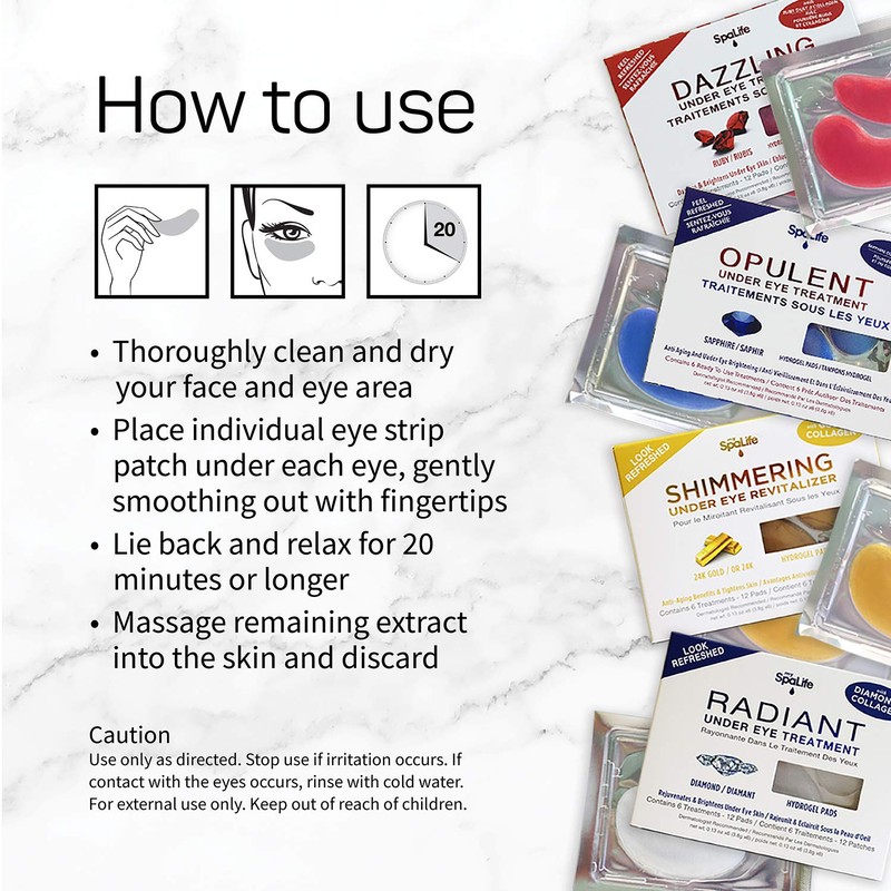 SpaLife Anti-Aging Under Eye Hydrogel Pads Treatment - 6 Pack