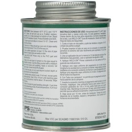 Weld-On 10275 794 ABS-PVC Medium-Bodied High-Strength Transition Solvent Cement - Fast-Setting and Low-VOC, Green, 1/2 Pint (8 fl oz)