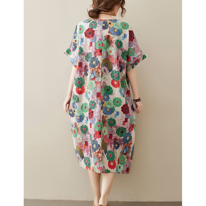 LUZU JUNU Women's Summer Baggy Plus Size Loose Cotton Linen