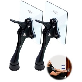 Door Stopper with Adhesive Bracket Stickers, No Drilling or Tools Needed, Available for All Doors, Door Holder, Heavy Door Stop, KickDown Door Stoppers, Bottom of Door by HASHI (Black/Bracket 2pack)