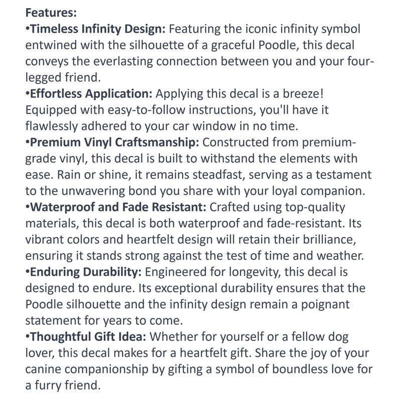 Poodle Infinity Decal Sticker for Car Window