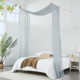 Warm Home Designs Silver Grey Bed Canopy Curtains in 55 x 144 Inch Size. Our Twin Canopy Bed Curtains Work Great as Kids Canopy, Bed Scarf, Bed Curtain or to Enhance Bed Decor. BC Silver 144"
