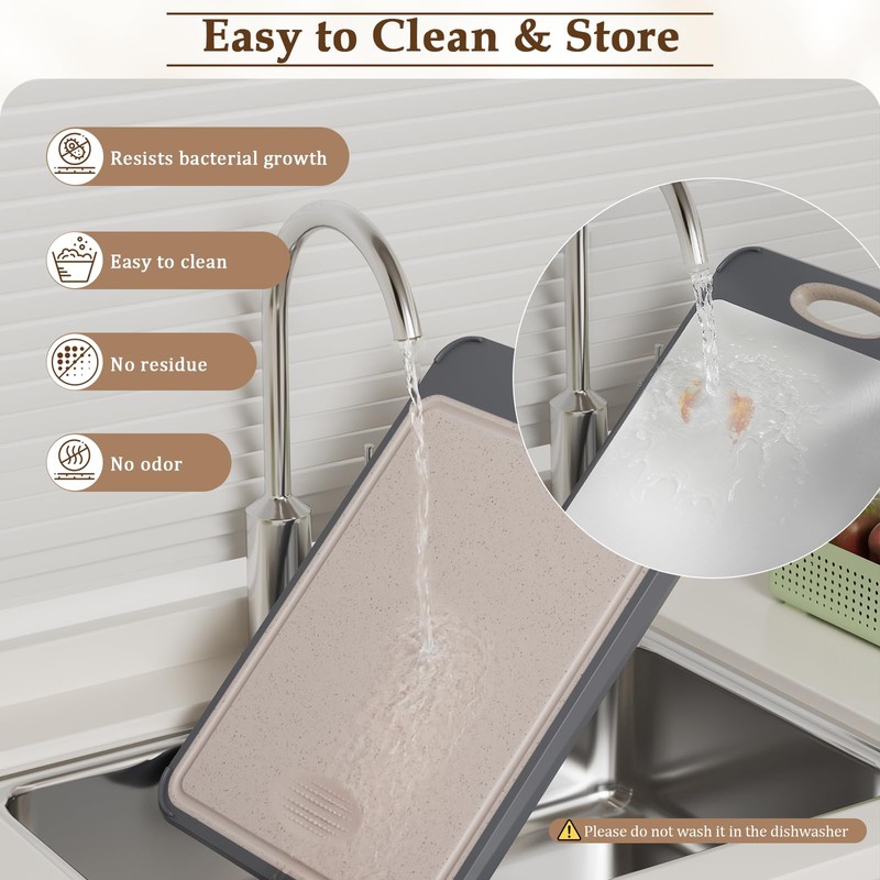 GUANCI Cutting Board for Kitchen, Stainless Steel Cutting Board Double