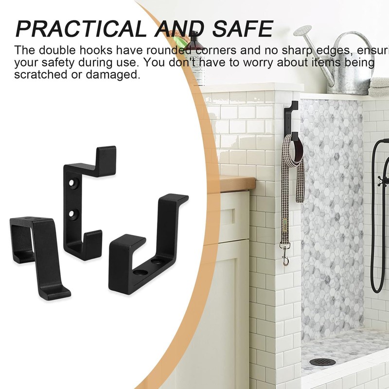 PARFCO Acoustic Panel Hooks, Pack of 4 Coat Hooks, Black,