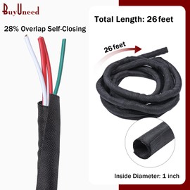BuyUneed 1inch - 26feet Automobile Self Wrap Braided Wire Wrap Tubing - Lightweight, Flexible and Replacement for Cable Harness Wiring Loom