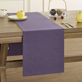 ZeeMart Basic Linen Style Table Runner, 14 x 48 Inch Dark Purple Chambray, Rustic Farmhouse Purple Table Runners 48 Inches Long, Everyday Polyester Table Runner - Machine Washable & Easy Care