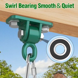 BETOOLL Swing Hangers with Bearing, Heavy Duty Porch Swing Hanging Kit for Outdoor Playground Tree Ceiling Mount Hardware Brackets with Snap Hooks for Yoga Hammock Sandbag Accessories 2PCS Green
