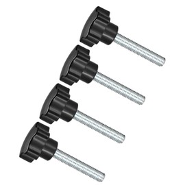 CoCud 4pcs M10 x 60mm Male Thread 48mm Head Plastic Thumb Screw Grip Hand Knob Screw Bolt Black for Lathe Machine