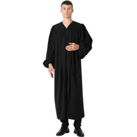 IvyRobes Unisex Premium Matte Black Baptismal Robe with Weighted Hem 54"(5'9"-5'11")