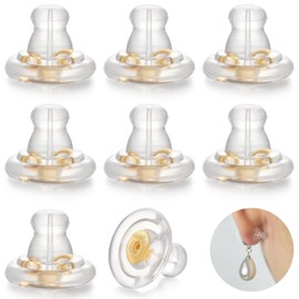 Moconar Earring Backs 18K Gold Locking Secure Earring Backs for Studs, Hypoallergenice Silicone Earring Backs Replacements for Studs/Droopy Ears, No-Irritate Earring Backs for Adults (8 PCS Gold)