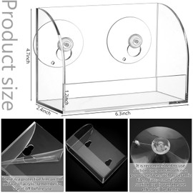 Wonderjune 2 Pcs Acrylic Window Mount Index Card Holder with Suction Cups Clear Postcard Display Rack Plastic Index Business Card Stand Organizer for Home Office School(4 x 6 Inch)