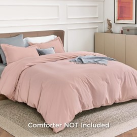 Bedsure Twin/Twin XL Duvet Cover Kids - Soft Double Brushed Pale Blush Kids' Bedding Set, 2 pcs, Includes 1 Duvet Cover (68"x90") & 1 Pillow Sham, NO Comforter