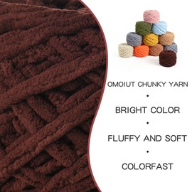 Paquete de 3 hilos gruesos de chenilla de felpa de 100 g (49.2 yardas) – hilo de terciopelo esponjoso para tejer y ganchillo – hilo de bebé para ganchillo suave – hilo de Amigurumi (café)