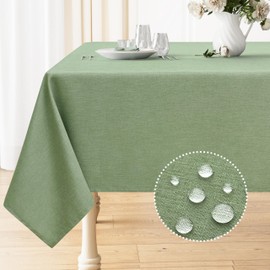 Smiry Square Table Cloth Linen Textured, Waterproof Spillproof Anti-Wrinkle Burlap Tablecloth, Washable Decorative Fabric Table Cover for Dining, Party, Banquet, 60 x 60 Inch, Sage Green