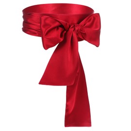 Tyqour 1Pcs Wedding Satin Sash Belts Waist Belt Women Dress Formal Prom Long Silk Sash Girls Bridal Waist Belts for Party Special Occasion Double Side Costume Accessories