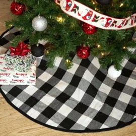Holiday Time Black White Buffalo Plaid Christmas 48" Tree Skirt New