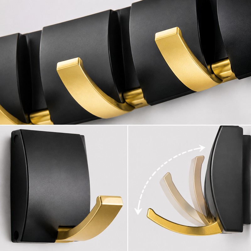 Foldable Wall Hooks for Bathroom & Home Organization – Space-Saving