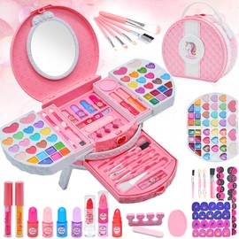 Kids Makeup Sets for Girls - Washable and Safe Kids Make Up, 66 PCS Girls Make Up Set With Dresser Vanity Case, Toys for 3+ Year Olds Girls, Christmas Birthday Gifts Toys for 4 5 6 7 8 9 Year Old Girl