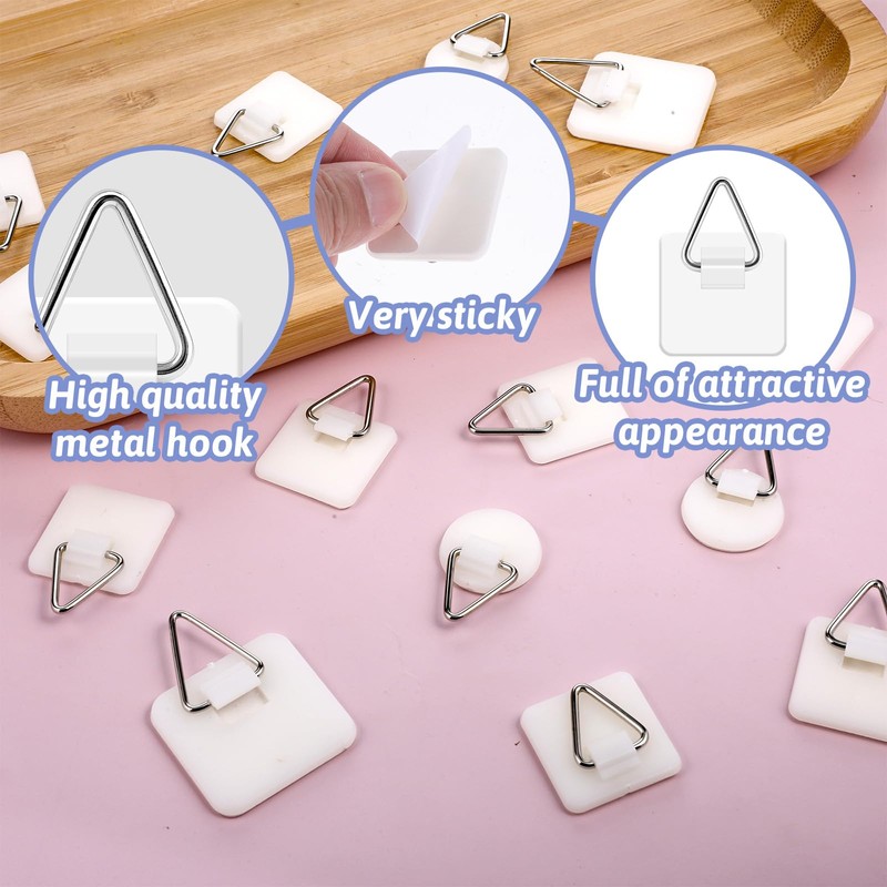 60 Pack Adhesive Picture Hanger, Foamboard Picture Hanging Hooks Without
