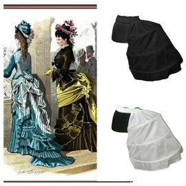 ARTYME Baroque Vintage Victorian Edwardian Petticoat Cage Frame Half Bustle Dress Skirt Pannier Renaissance Gown (White)