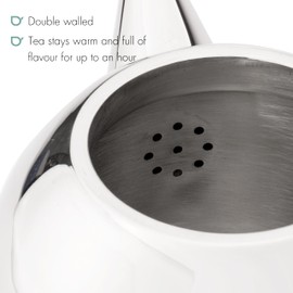 bredemeijer Santhee Double Walled Teapot, 1.4-Liter Stainless Steel Glossy Finish with Glossy Accents