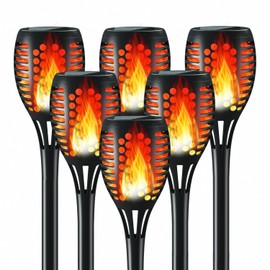 Solar Lights Outdoor,Solar Torch Lights Outdoor Flickering Flame,Garden Lights Solar Powered Waterproof, Outdoor Solar Lights for Yard, Solar Tiki Torches for Outside Patio (6Pcs)