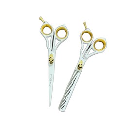 Stainless Steel Hair Cutting Scissors Smooth Motion and Precision Cutting Barber Scissors Suitable For All Hair Types For Both Personal And Professional Use White and Gold