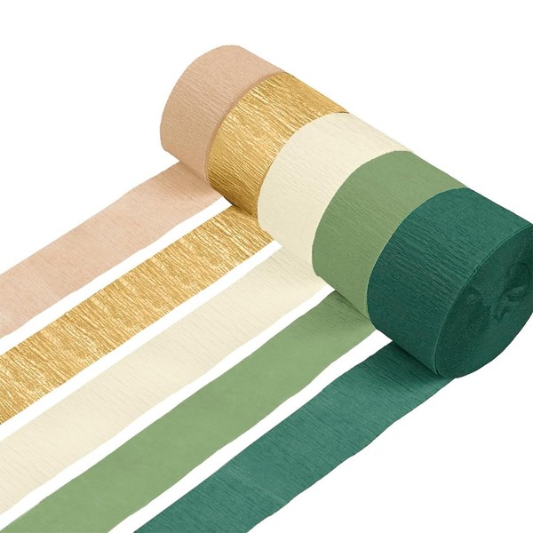 Cadpkler 5 Rolls Sage Green Crepe Paper- Green and Gold