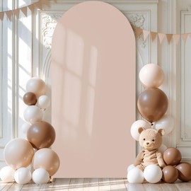 Nude Arch Cover 6FT Spandex Fitted Wedding Arch Stand Covers Round Top Chiara Arch Covers Stretchy Backdrop Cover for Birthday Party Ceremony Banquet Decoration