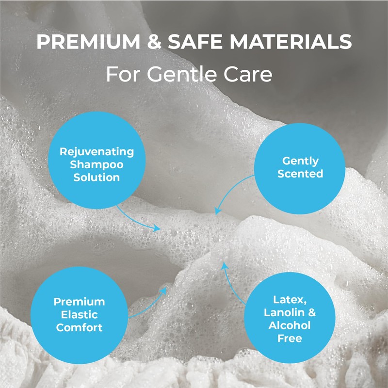 Scrubzz Shampoo Caps No Rinse for Elderly and Bedridden Patients,