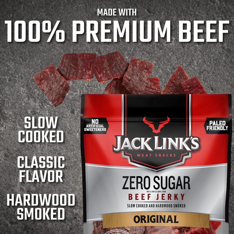 Jack Link's Beef Jerky, Original, Zero Sugar - Flavorful Meat
