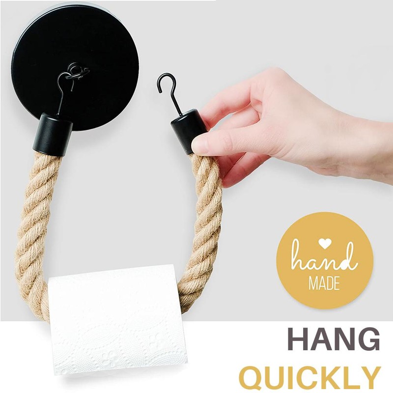 Toilet Roll Holder Rope Toilet Paper Holder Wall Mounted Towel