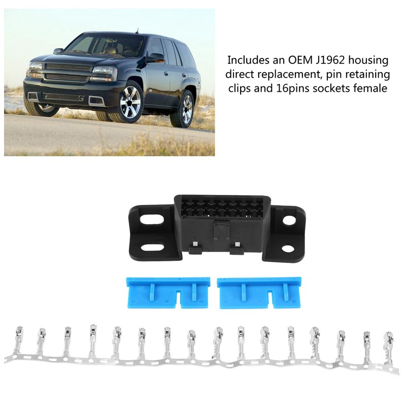 OBD2 II 16Pin Female Connector OBDII Cable Car Auto Adapter