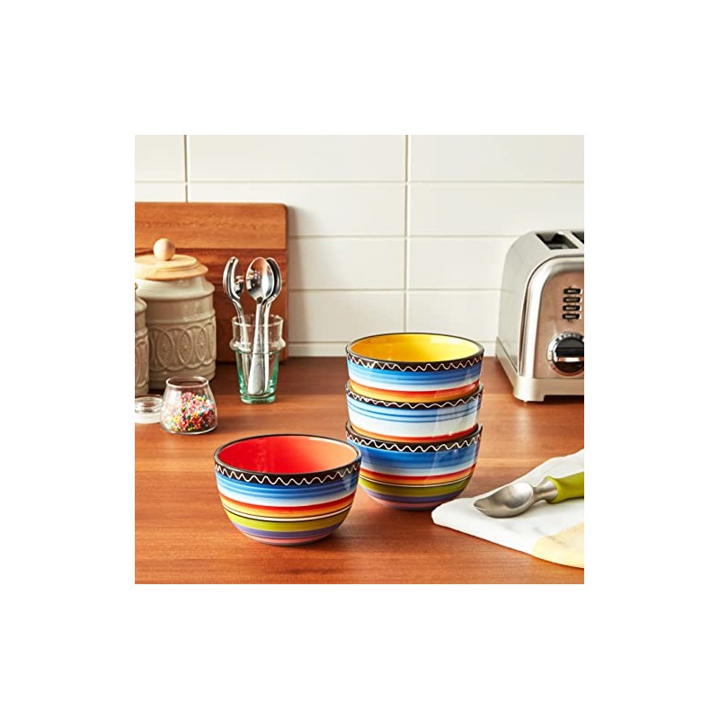 Tequila Sunrise Ice Cream Bowls Set of 4, 5.25-Inch Colorful