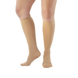 Ames Walker AW Style 211 Microfiber Opaque 20 30 Closed Toe Knee Highs Sand MD