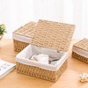 Rattanzenith Wicker Basket with Lid Paper Rope Storage Baskets for