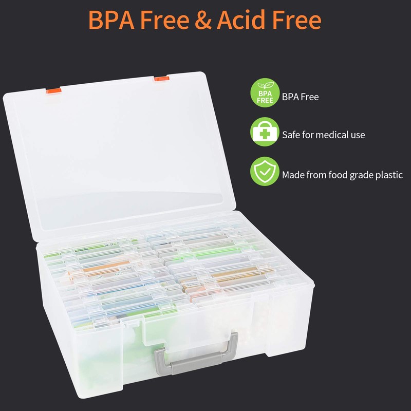 Photo Storage Box 4x6, 18 Inner Extra Large Organizer Acid-Free