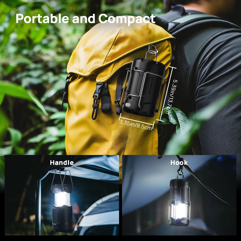4 Pack Collapsible LED Camping Lantern, Consciot USB C Rechargeable