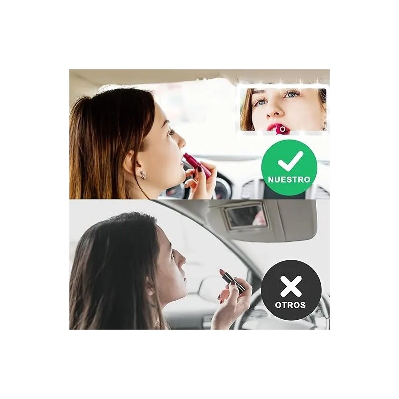 Espejo De Maquillaje De Visera De Coche Con 3 Modos