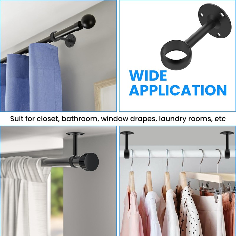 SDTC Tech 1-1/4 Inch Curtain Rod Ceiling-Mount Bracket Stainless Steel