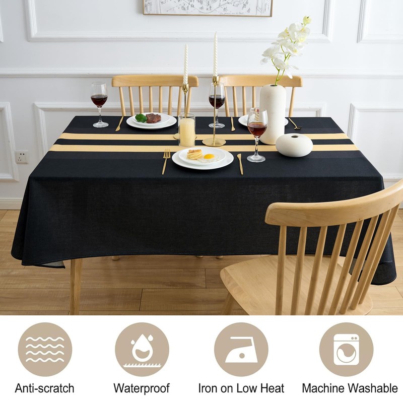 Arwllzz Black Table Cloth 100x140cm Dust-Proof Tablecloth Rectangular Washable Machine