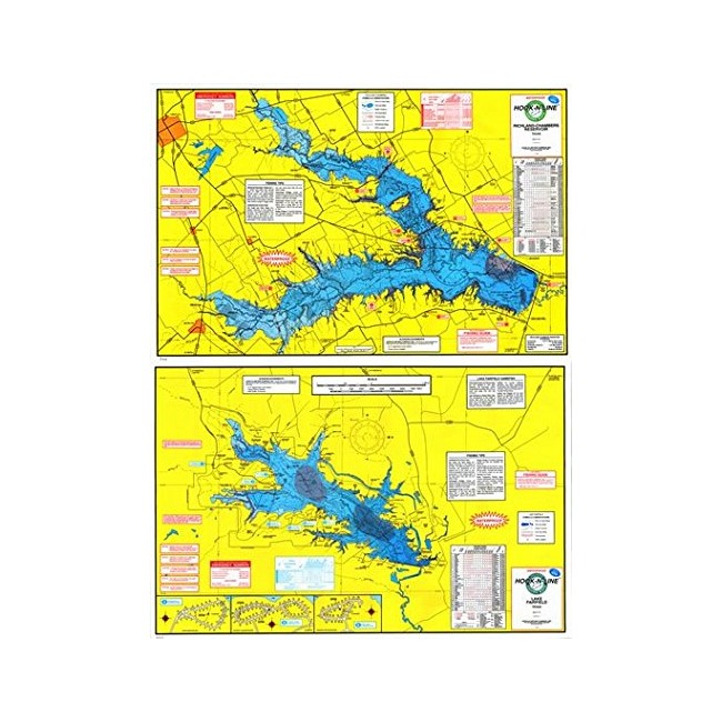 Topographical Fishing Map of Richland Chambers Reservoir - with GPS Hotspots