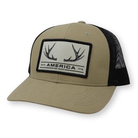 Rural Cloth America We Hunt Patch Snapback Hat, Adjustable Mesh Baseball Cap, Embroidered Trucker Hat for Men & Women, Outdoor Cap for Fishing, Hunting & More, One Size, We Hunt Deer - Pewter/Black