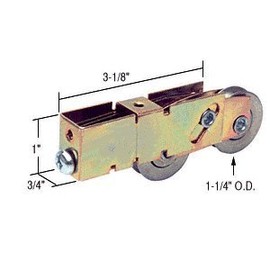 CRL Sliding Glass Door Roller with 1-1/4" Tandem Steel Wheels; 3/4" Wide Housing