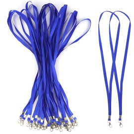 Premium Bulk Navy Blue Lanyards - 17.38 Inch Flat Lanyards with Clip Swivel Hook Detachable Buckle (20 Pack)