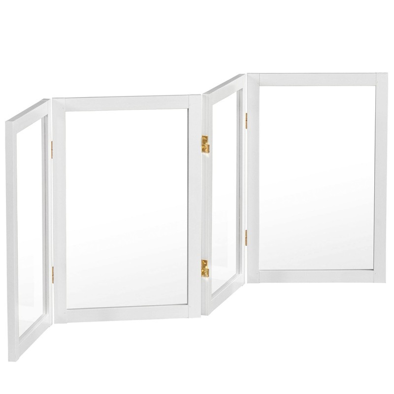 2 ft. Short Clear Plastic Partition White 4 Panel