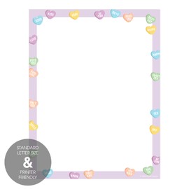 Valentine Candy Hearts Letterhead / 50 Sheets / 8.5" x 11" Valentines Day Paper/Conversation Hearts Decorative Stationery
