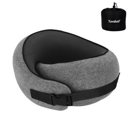 Tuvalud Snail-Shaped Snap-On Neck Pillow - 360° Surround Support, Memory Foam Travel Pillow with Adjustable Buckle for Airplanes, Cars & Office Naps (Gray)